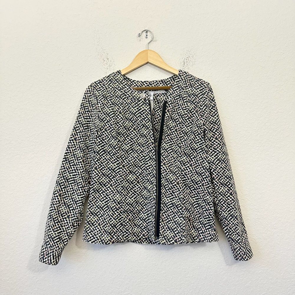 CAbi #5099 Full Zip Cliffside Moto Style Jacket Multicolor Abstract Print